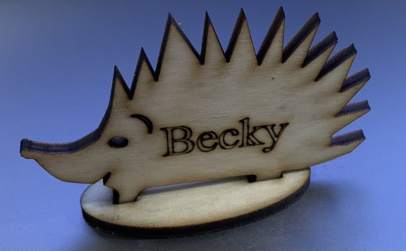 Hedgehog Sign Ornament - made from recycled wood.