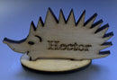 Hedgehog Sign Ornament - made from recycled wood.